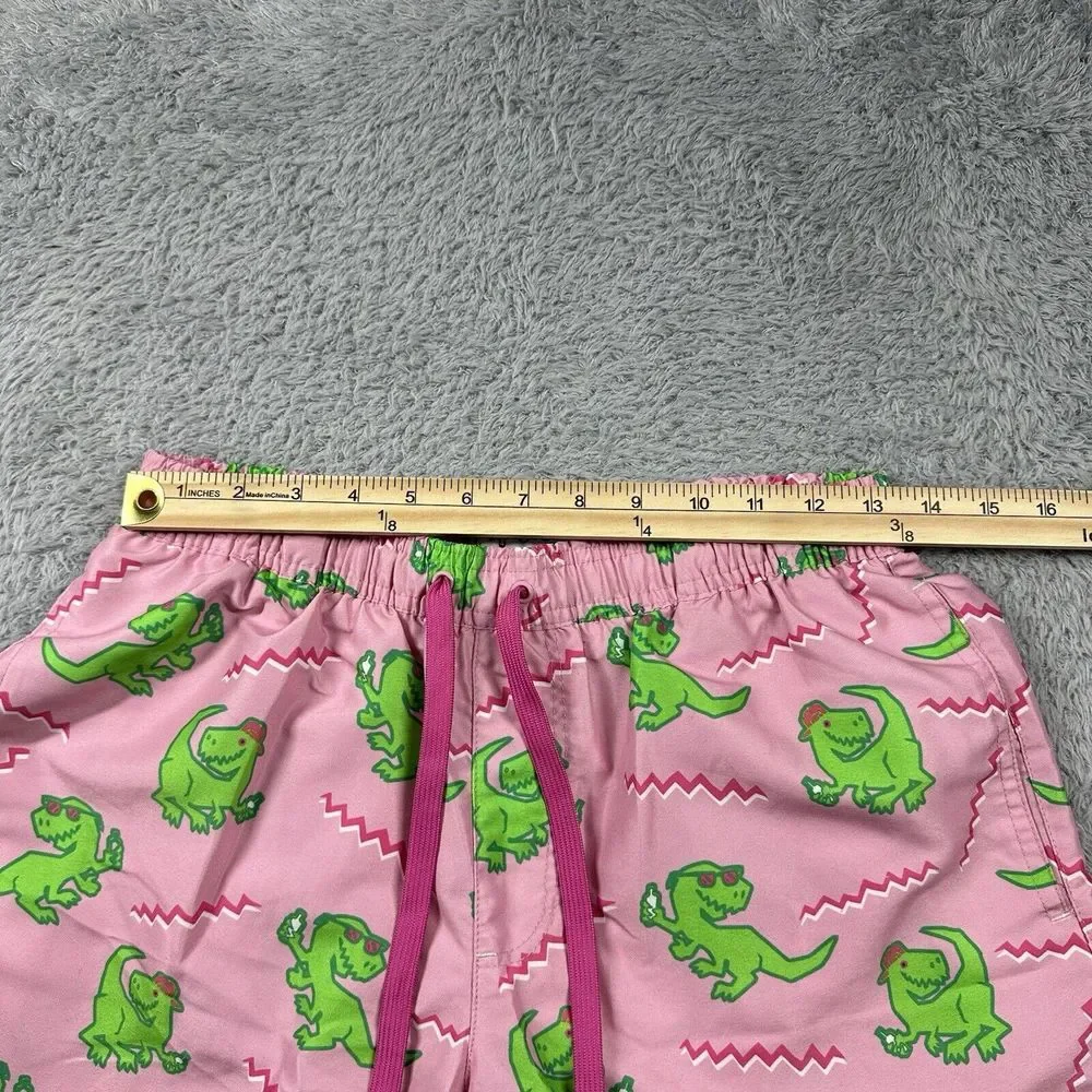 Tipsy Elves Swim Trunks Mens Medium Pink Dino Disco Dinosaur All Over‎ Print